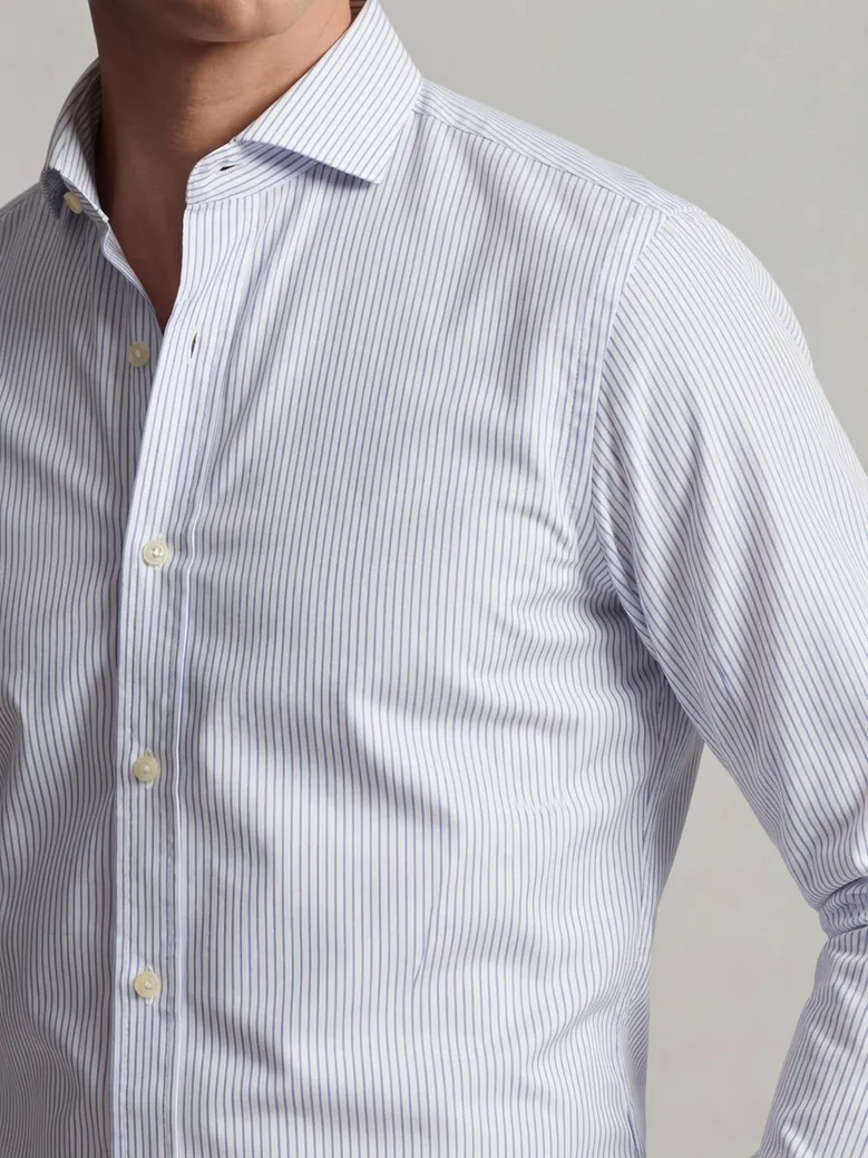 Chemise en popeline à carreaux bleu lavande