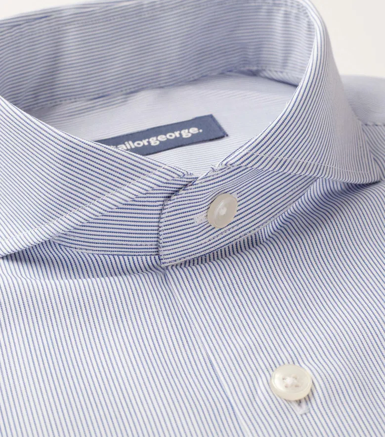 Chemise en popeline à carreaux bleu lavande