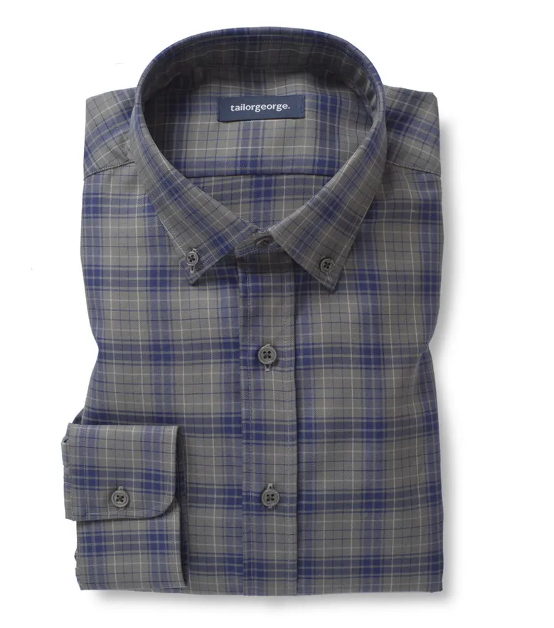 Chemise en twill à carreaux écossais vert kaki