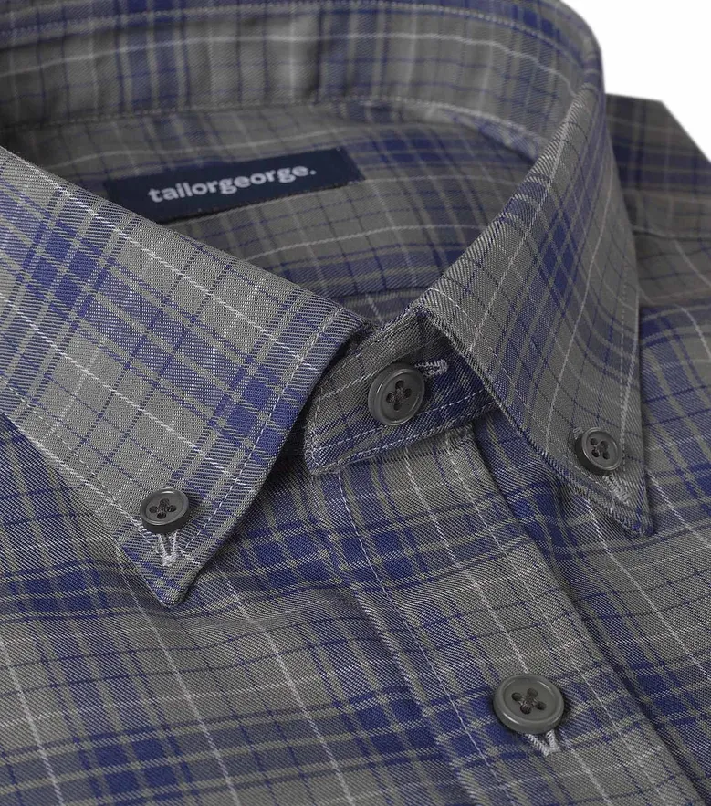 Chemise en twill à carreaux écossais vert kaki