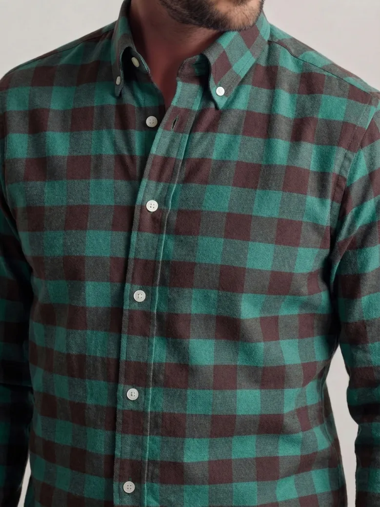 Chemise en flanelle à carreaux vert