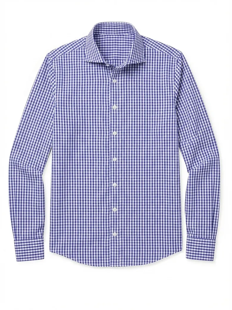 Chemise en popeline à carreaux bleu
