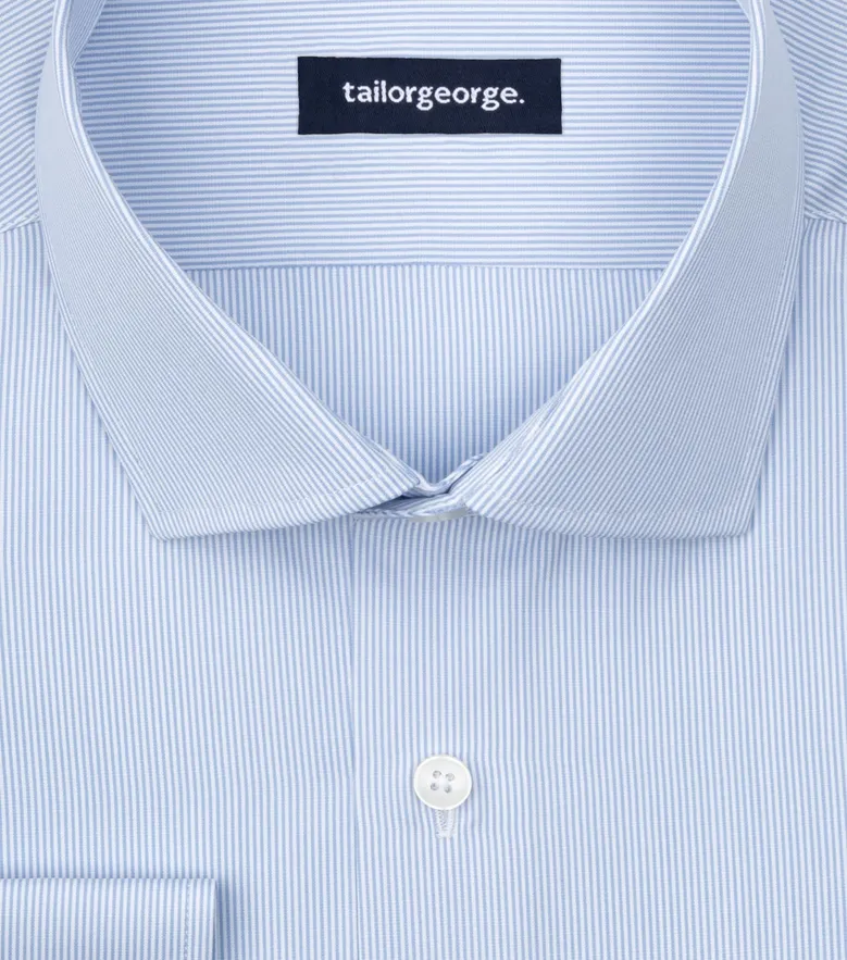 Chemise en popeline à rayures bleu ciel facile à repasser