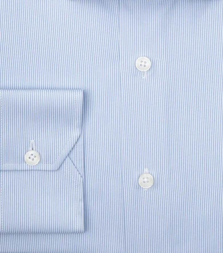 Chemise en popeline à rayures bleu ciel facile à repasser