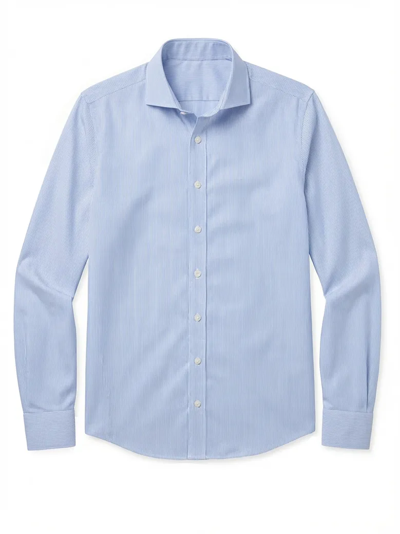 Chemise en popeline à rayures bleu ciel facile à repasser