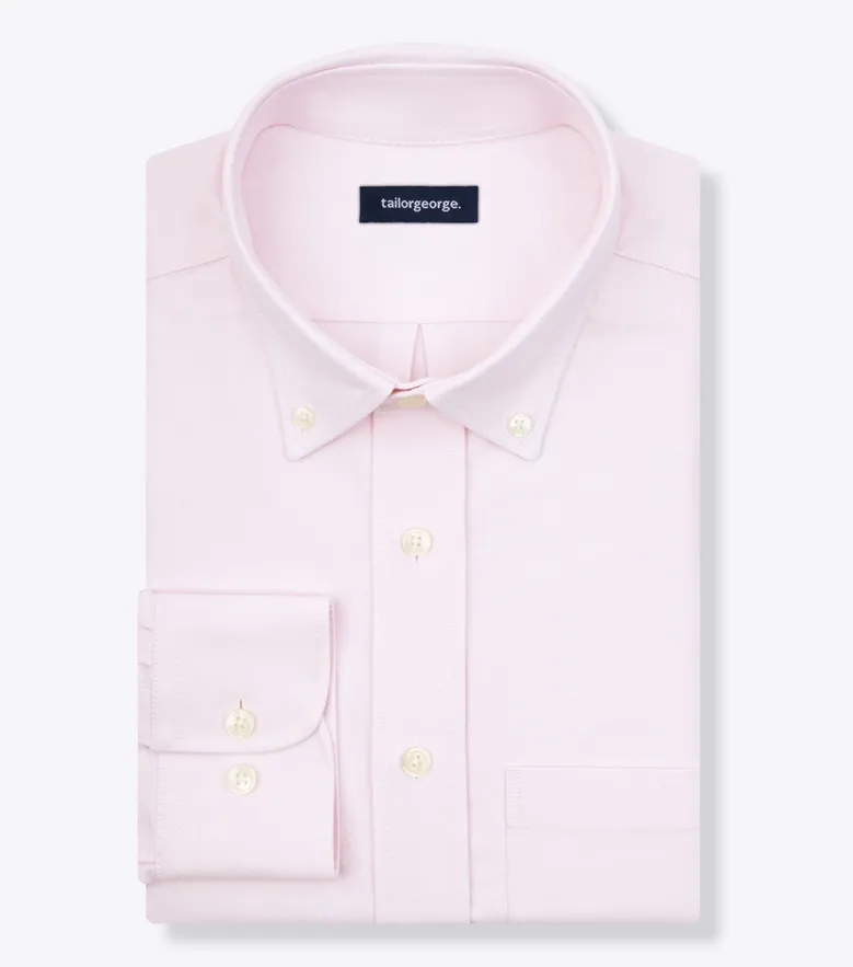 Chemise en Oxford américain épais uni rose pâle