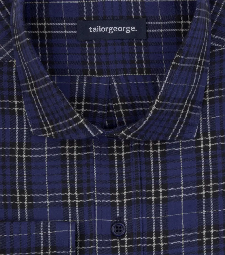 Chemise en flanelle à carreaux bleu