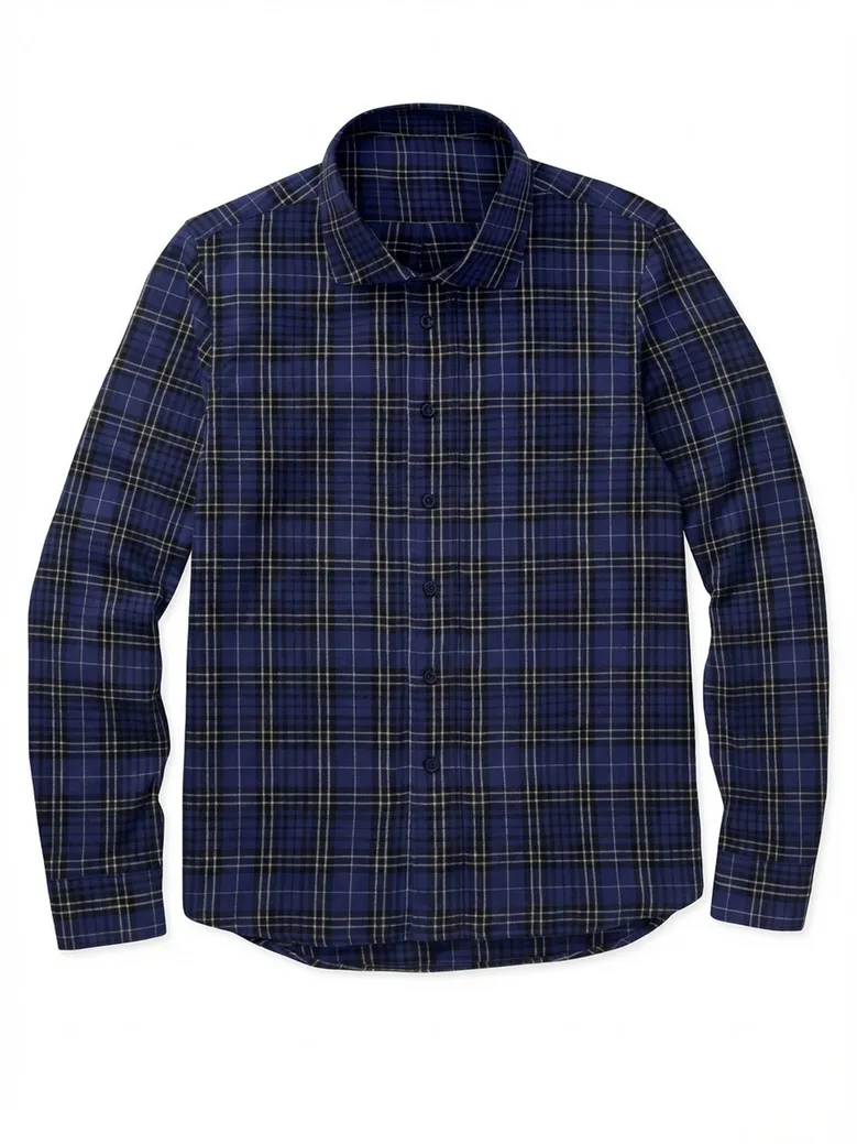 Chemise en flanelle à carreaux bleu