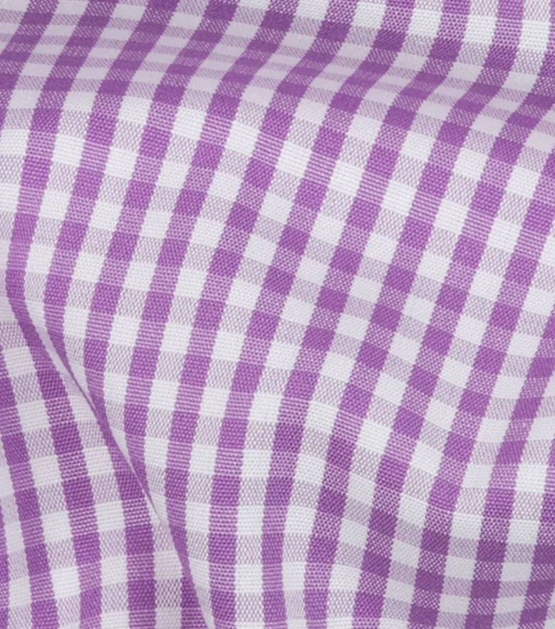 Chemise en popeline à carreaux mauve
