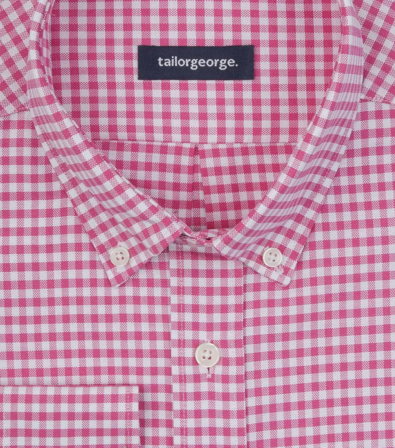 Oxford Américain à carreaux rose vif