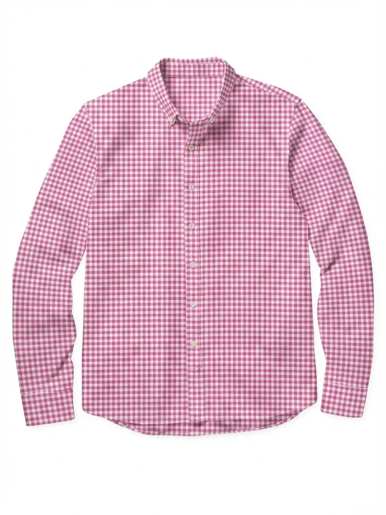 Oxford Américain à carreaux rose vif