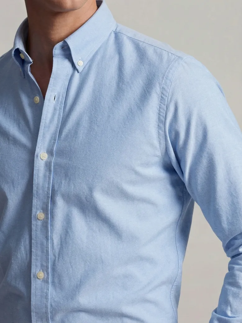 Chemise en Oxford américain épais uni bleu clair