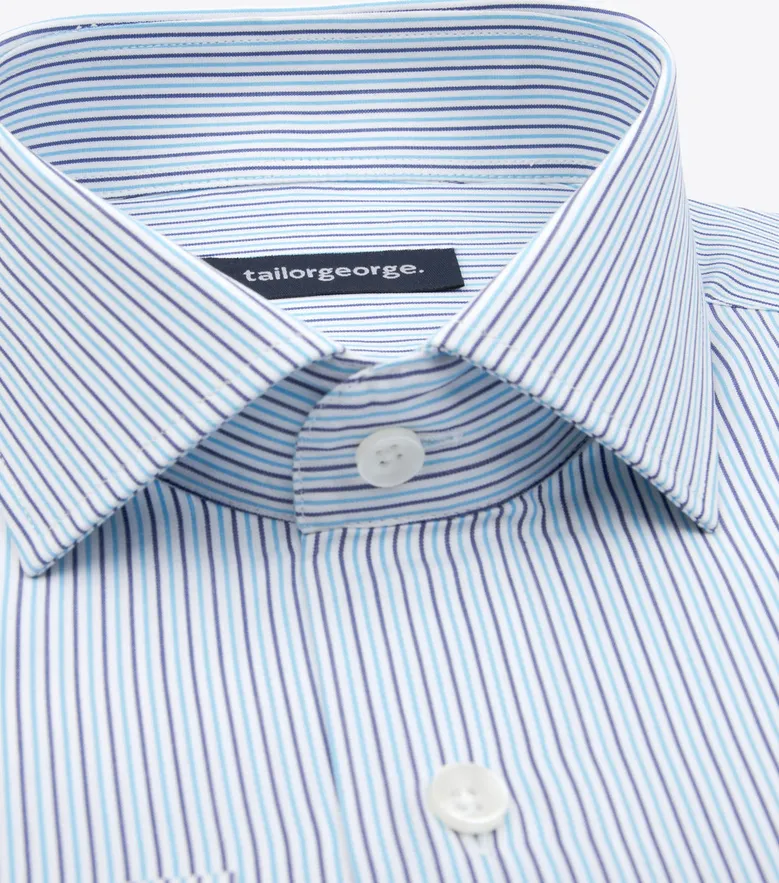 Chemise en popeline à rayures bleu ciel