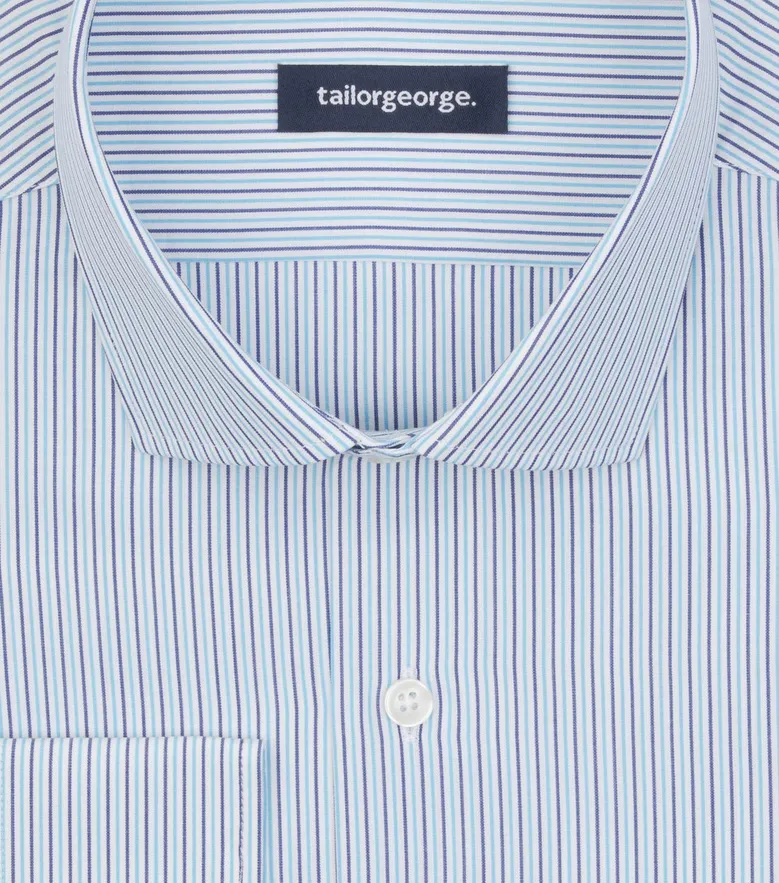 Chemise en popeline à rayures bleu ciel