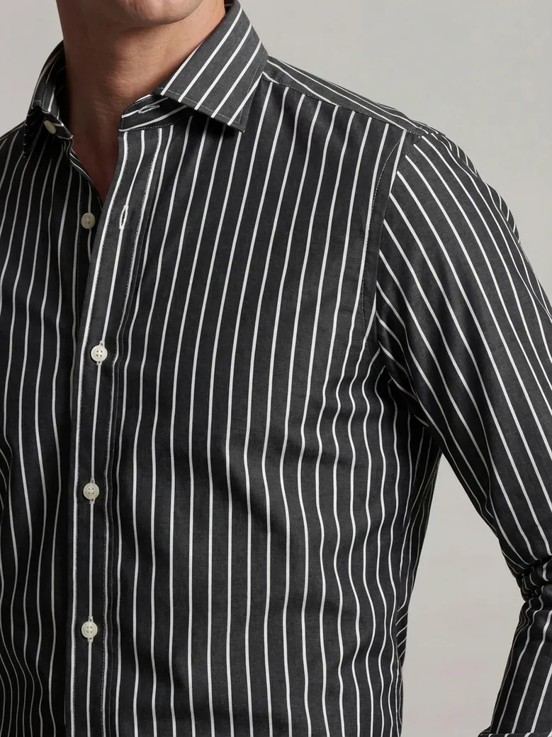 Chemise en popeline à rayures gris anthracite