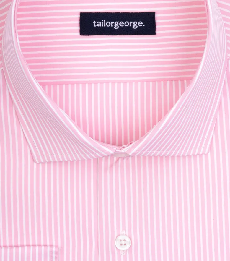 Chemise en popeline à rayures roses facile à repasser