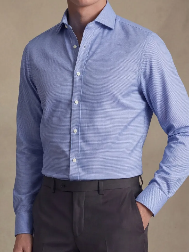 Chemise en dobby uni bleu