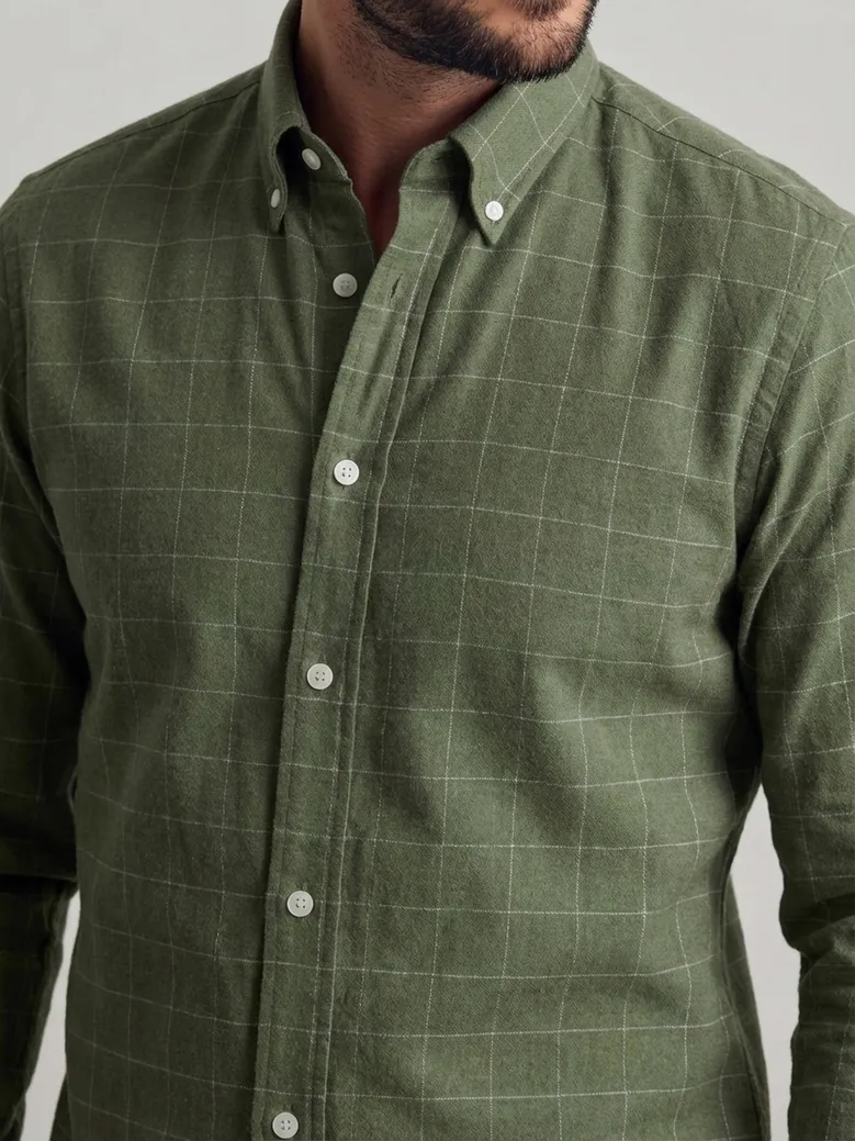 Chemise en flanelle à grands carreaux verts