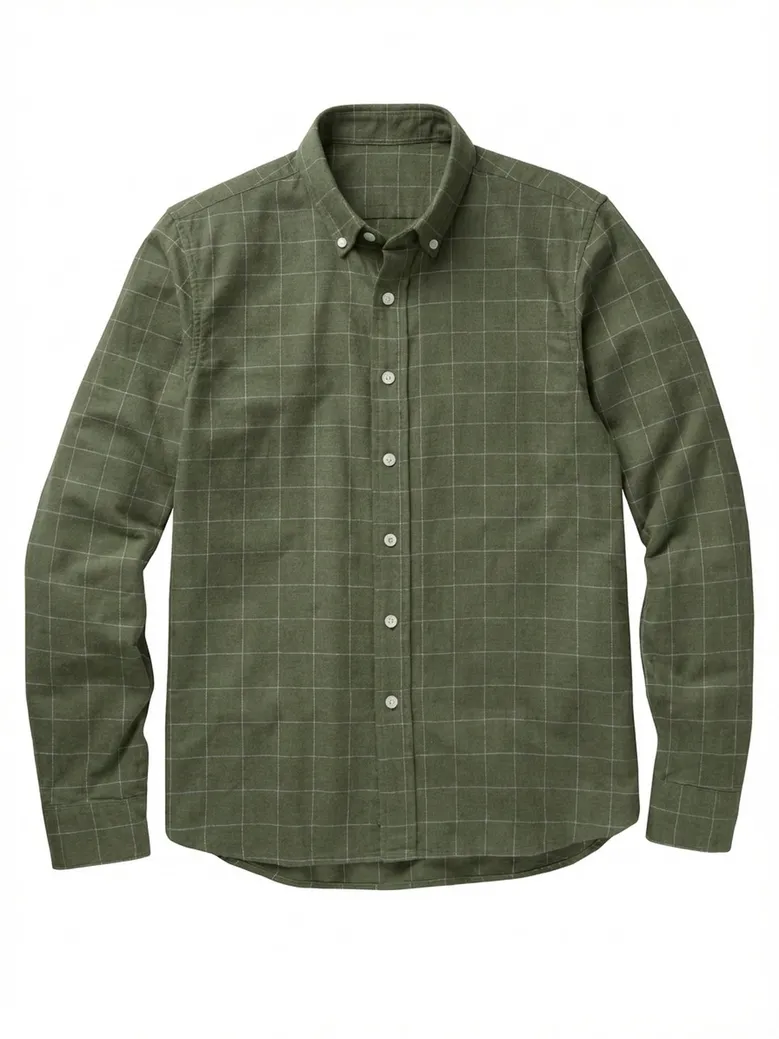 Chemise en flanelle à grands carreaux verts