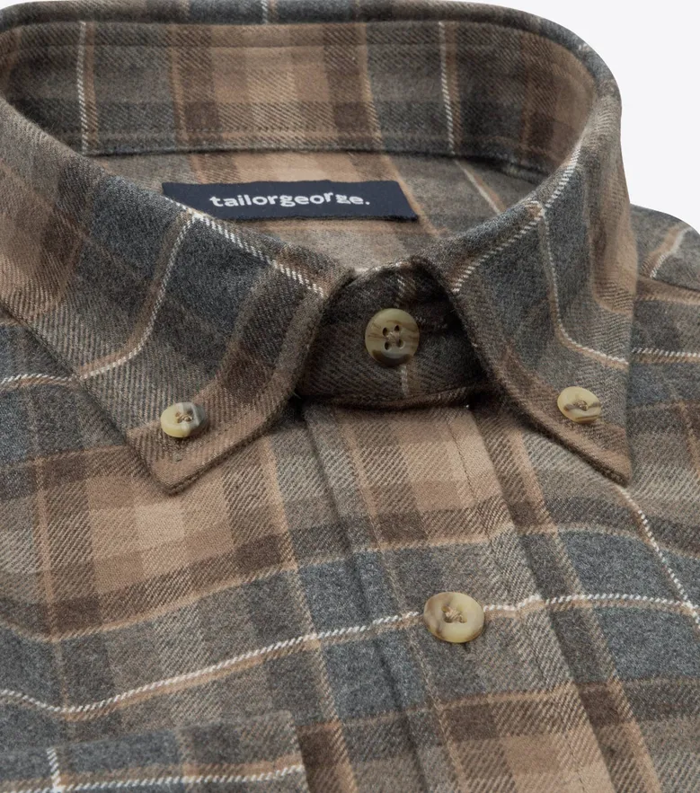 Chemise en flanelle épaisse tartan marron