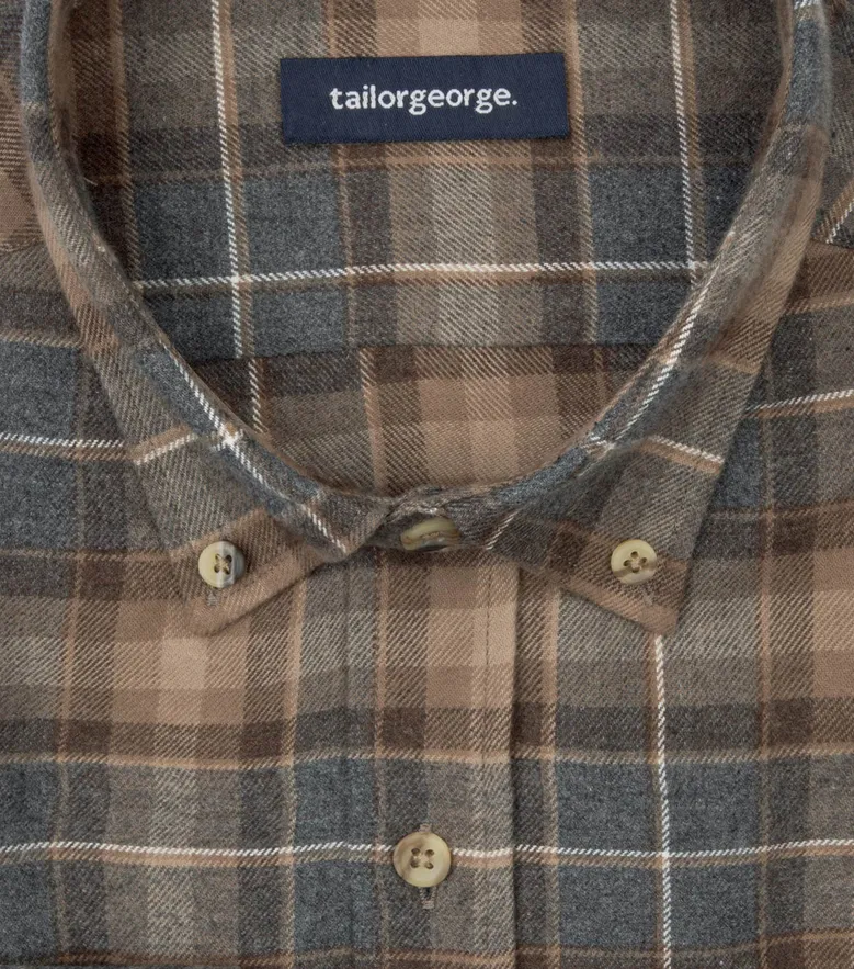 Chemise en flanelle épaisse tartan marron