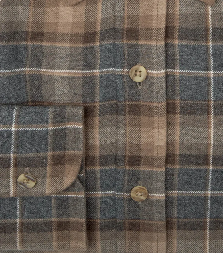 Chemise en flanelle épaisse tartan marron