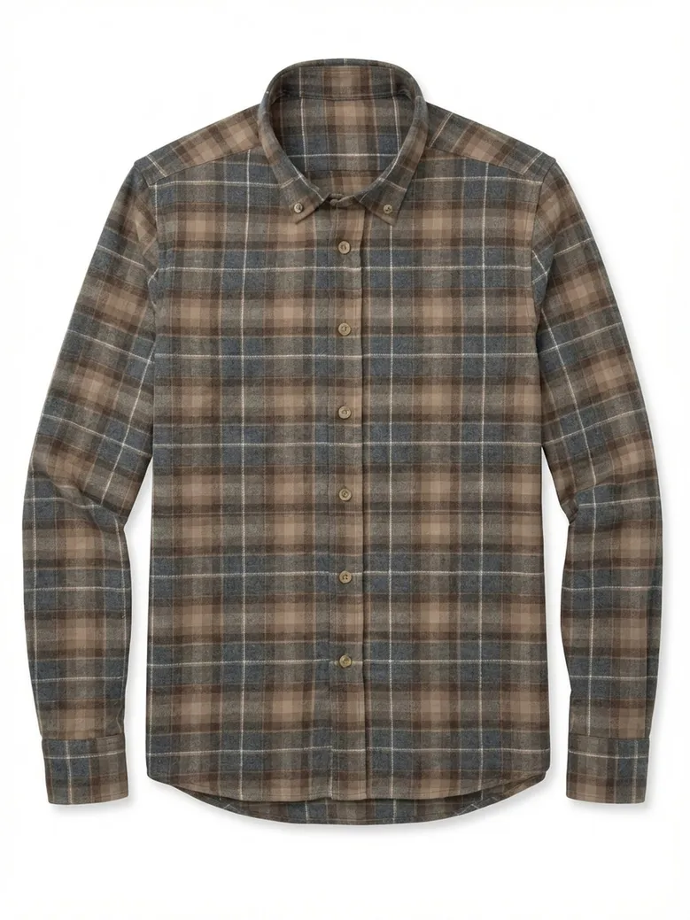 Chemise en flanelle épaisse tartan marron