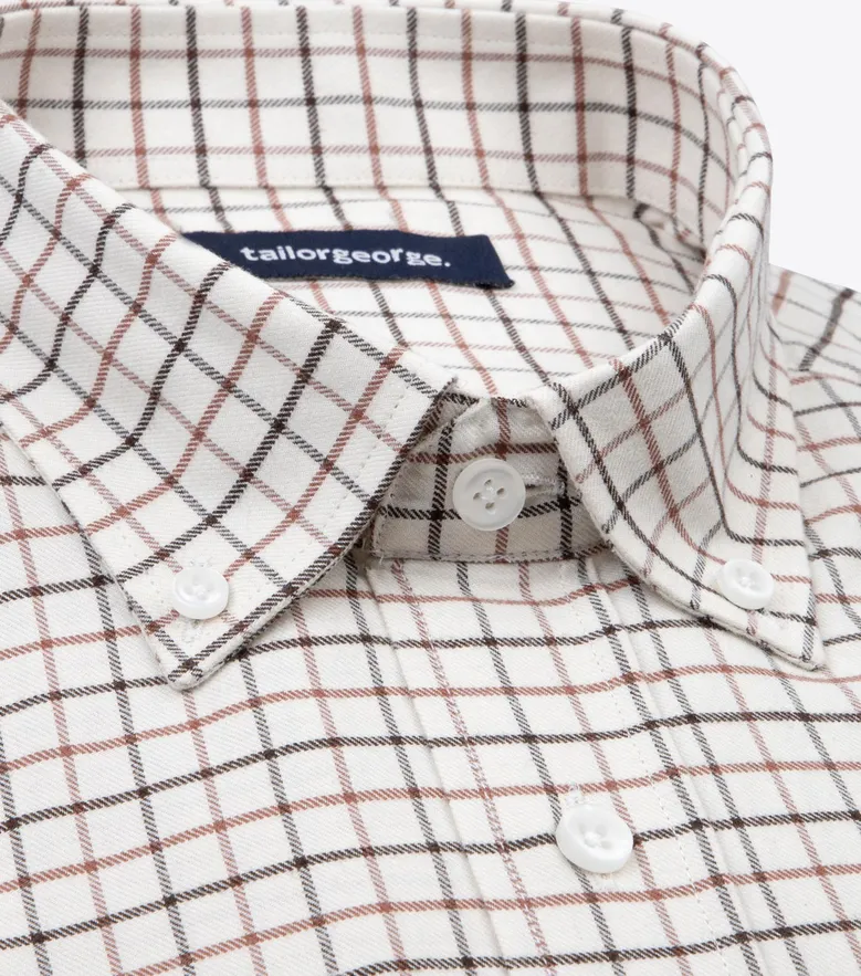 Chemise en flanelle à carreaux tattersall gris, marron