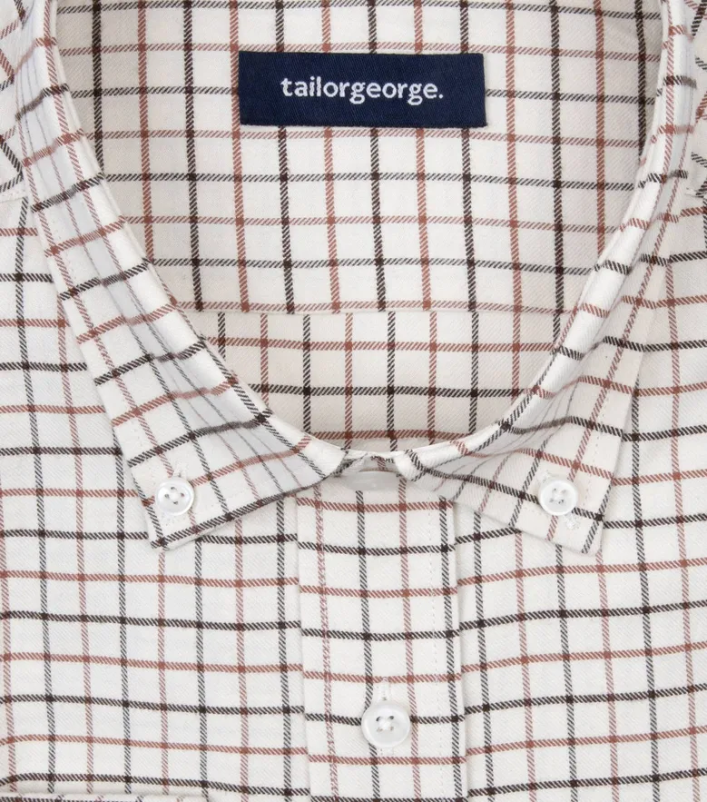 Chemise en flanelle à carreaux tattersall gris, marron