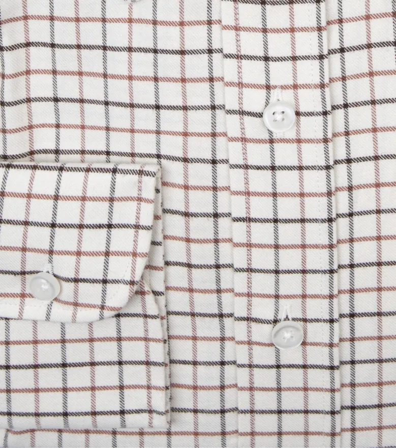 Chemise en flanelle à carreaux tattersall gris, marron