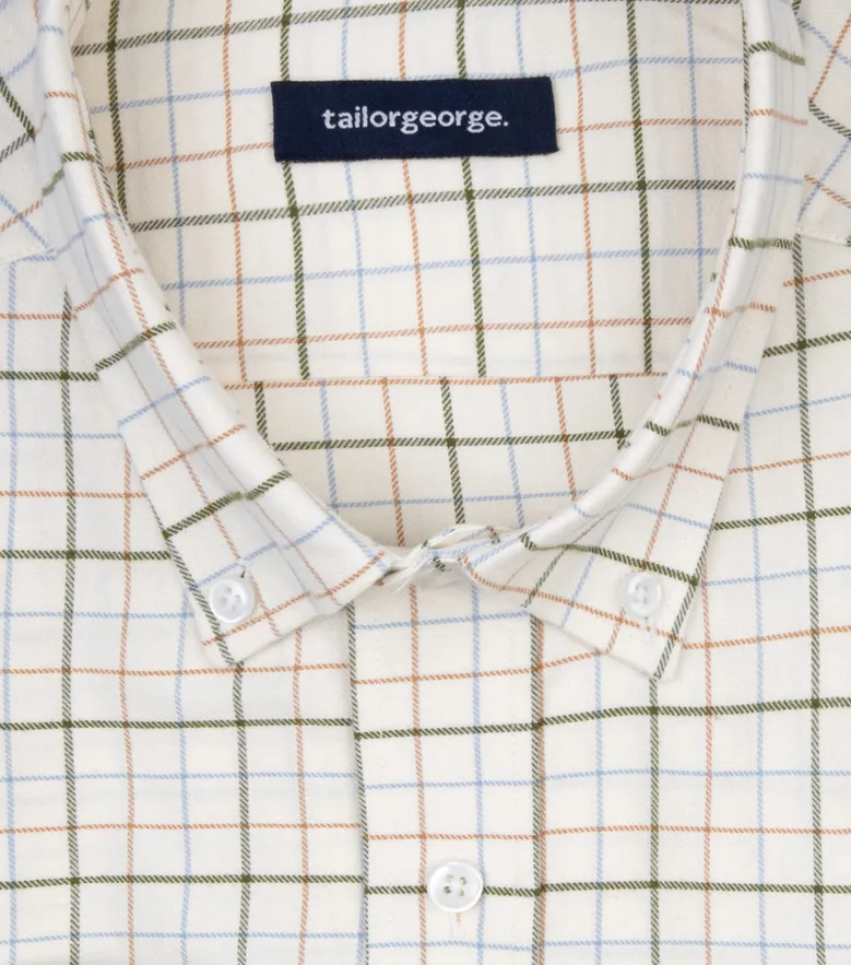 Chemise en flanelle à tattersall vert, bleu, marron