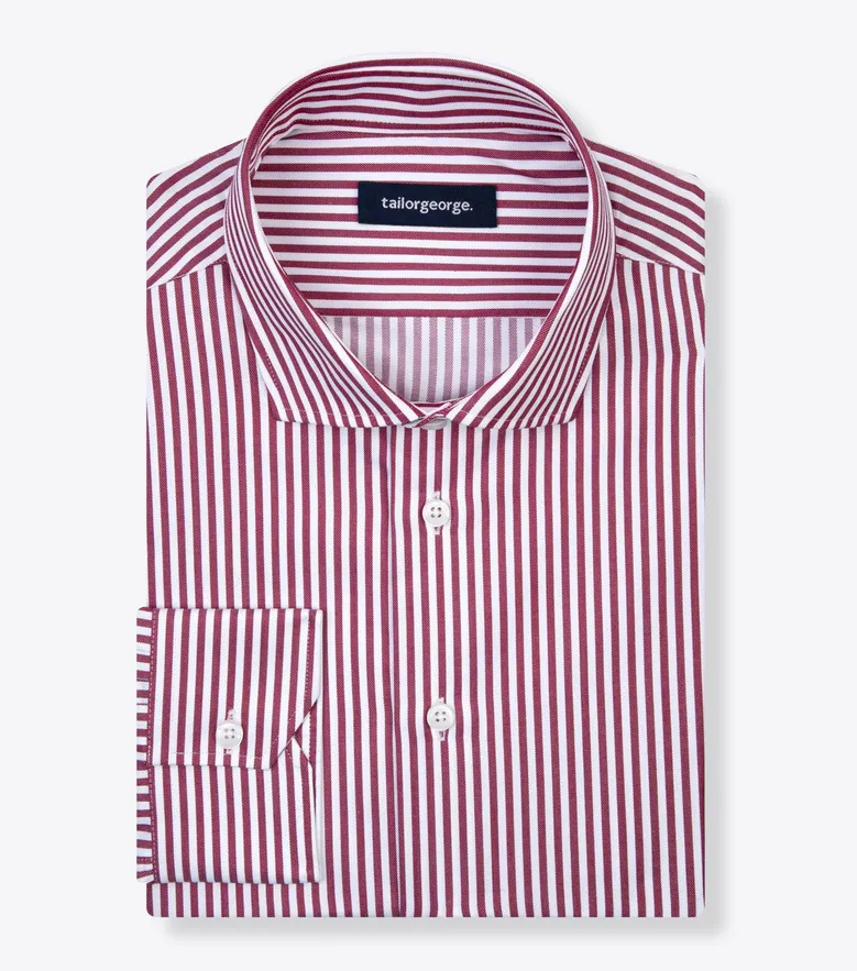 Chemise en twill à rayures rouge facile à repasser