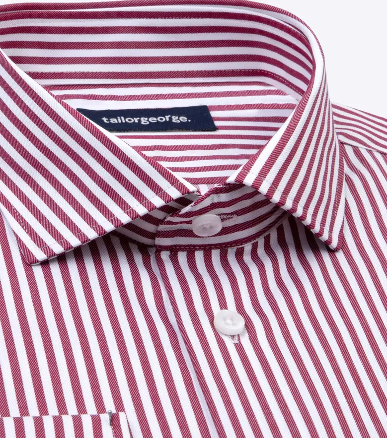Chemise en twill à rayures rouge facile à repasser