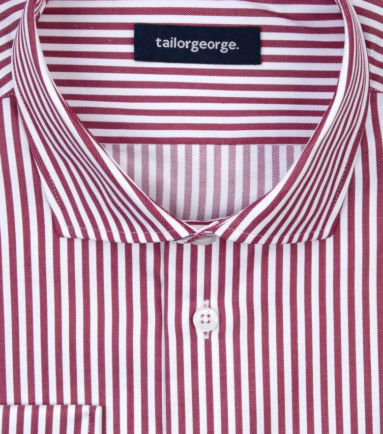 Chemise en twill à rayures rouge facile à repasser
