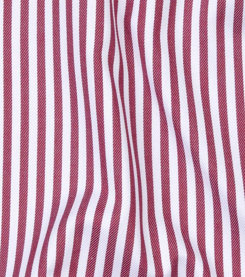 Chemise en twill à rayures rouge facile à repasser