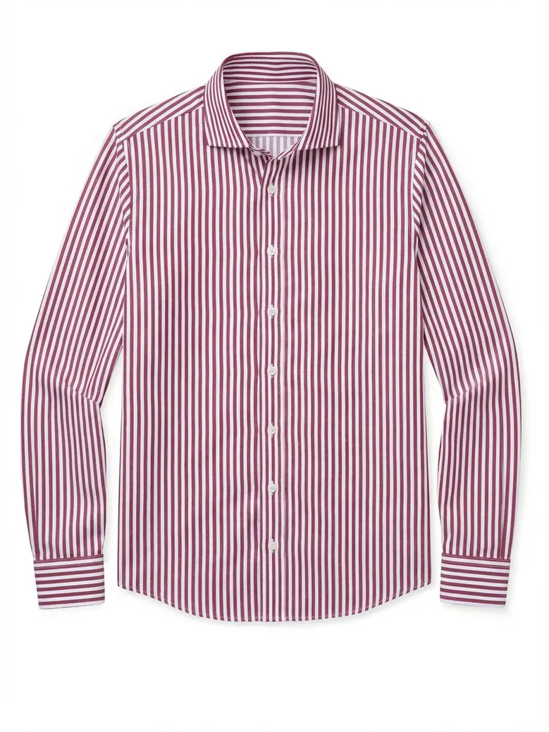 Chemise en twill à rayures rouge facile à repasser