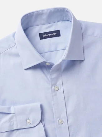 Chemise en pinpoint uni bleu clair facile à repasser