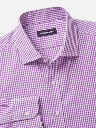 Chemise en popeline à carreaux mauve