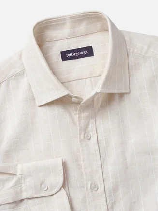 Chemise en lin à rayures beiges