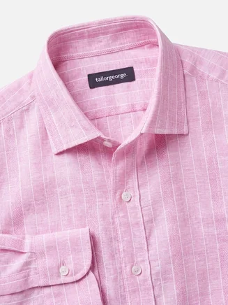 Chemise en lin à rayures roses