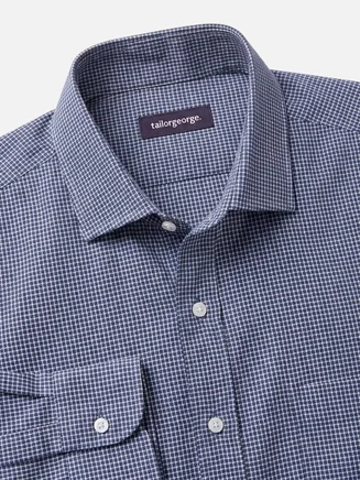 Chemise en lin à carreaux bleu marine