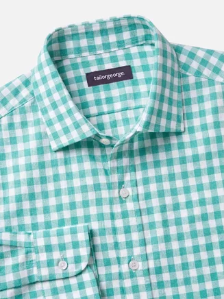 Chemise en lin à carreaux verts