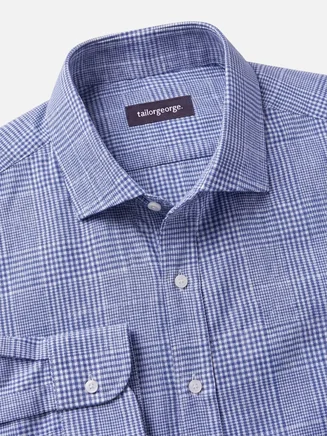 Chemise en lin à carreaux bleus