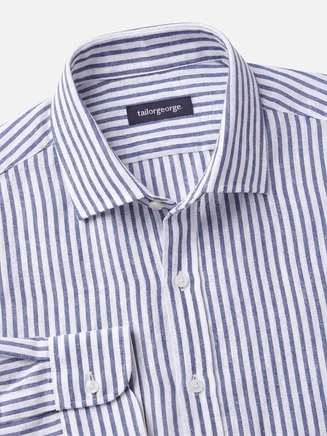 Chemise en lin à rayures bleues