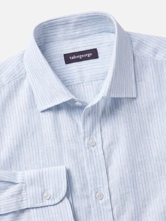 Chemise en lin à rayures bleu ciel