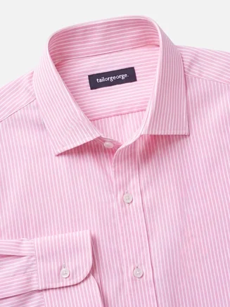 Chemise en popeline à rayures roses facile à repasser