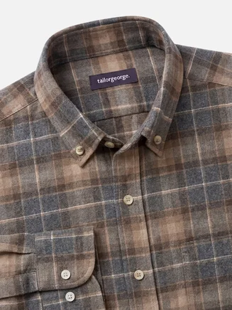 Chemise en flanelle épaisse tartan marron
