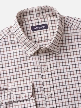 Chemise en flanelle à carreaux tattersall gris, marron