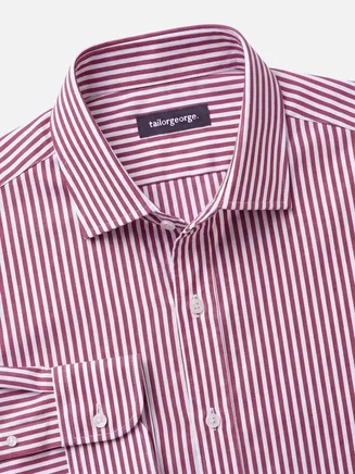 Chemise en twill à rayures rouge facile à repasser