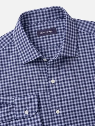 Chemise en twill à carreaux bleus